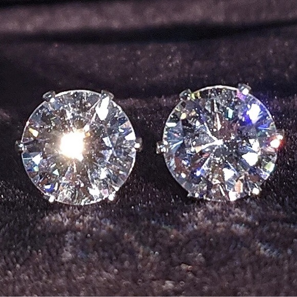 Jewelry - NEW 2CT 925 STERLING SILVER DIAMOND STUD EARRINGS